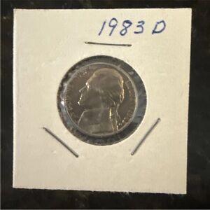 1983 D Nickel Coin 1983-D 5C Jefferson Nickel